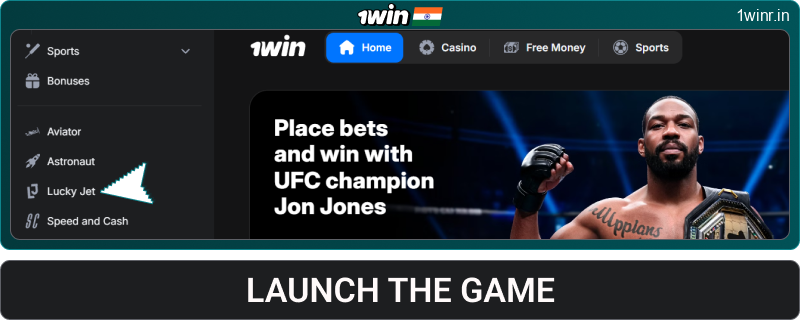 Launch the Lucky Jet game at 1win IN