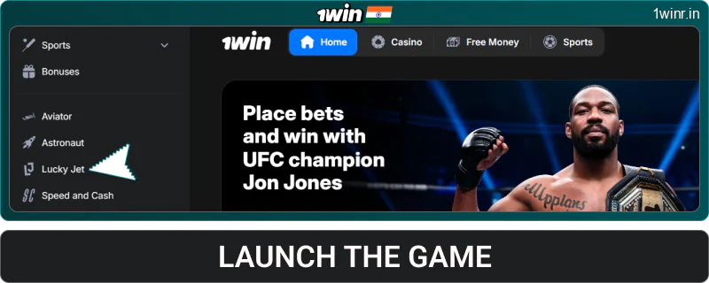 Launch the Lucky Jet game at 1win IN