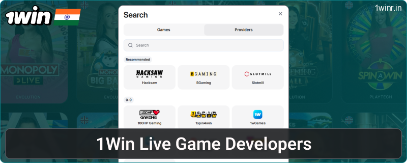 Live Casino Providers at 1win India