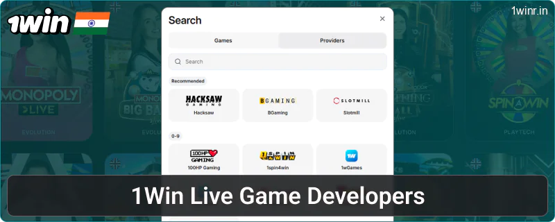 Live Casino Providers at 1win India