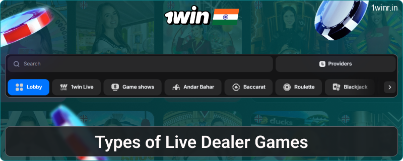 Live game options for Indian players at 1win