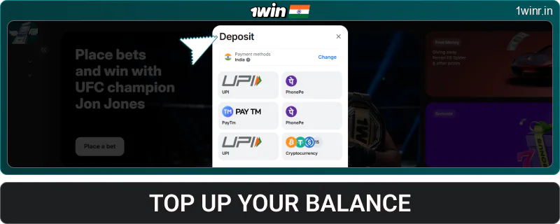 Make a deposit at 1win India