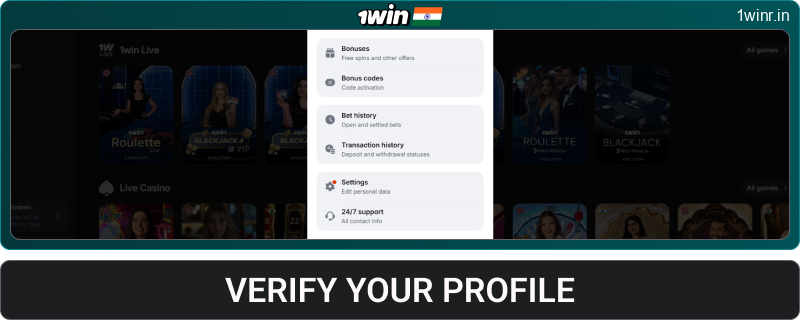 Verify your 1win IN profile