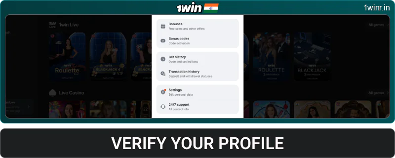 Verify your 1win IN profile